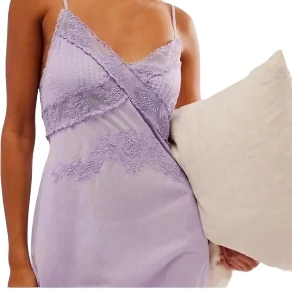 NWOT Free People Intimately Going Steady Lilac Beaded Slip Dress - Picture 2 of 14